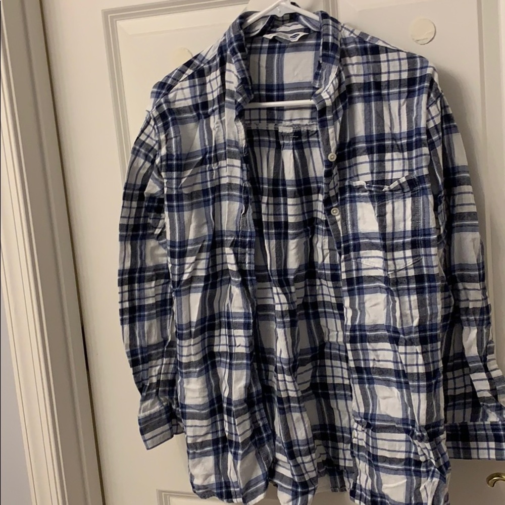 blue and white flannel